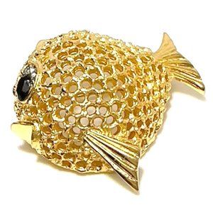 SUN FISH PIN, WITH BLACK CRYSTAL EYE -SO CUTE!!!
